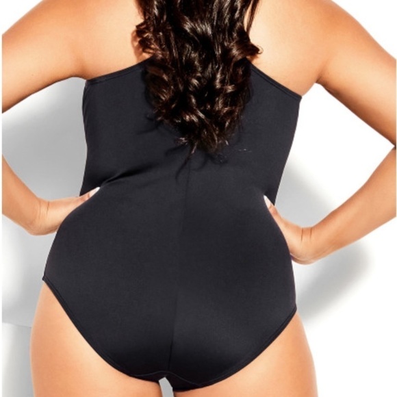 FOX & ROYAL 14-18W Black Neoprene Zip Front 1 Piece Swimsuit SS02.10 - Picture 2 of 5